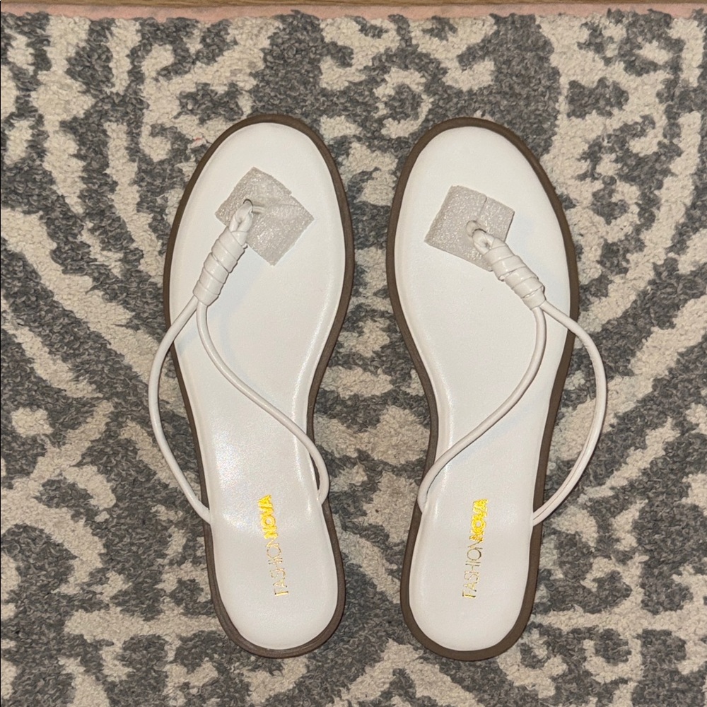 Fashion Nova White Thong Rope Strap Sandals